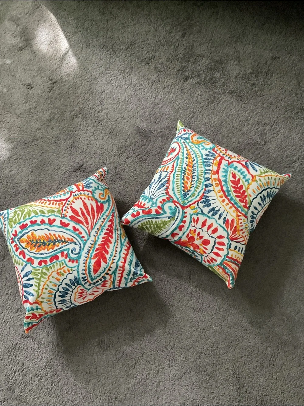 Set of 2 Colorful Paisley Waterproof Accent Pillows